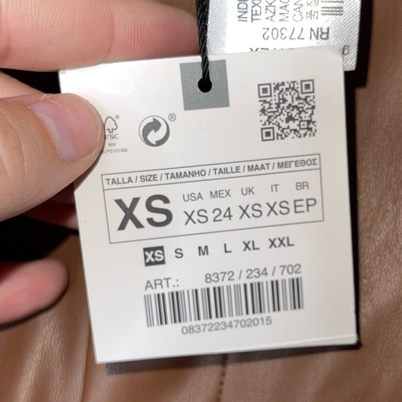 NWT ZARA Camel High Rise Faux Leather Ankle Zip Leggings XS - Picture 9 of 10